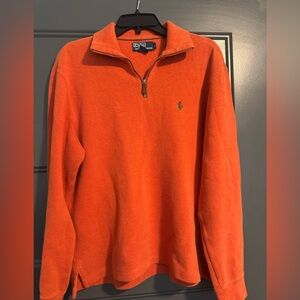 Ralph Lauren Men's Bright Orange Zip-Up Sweater